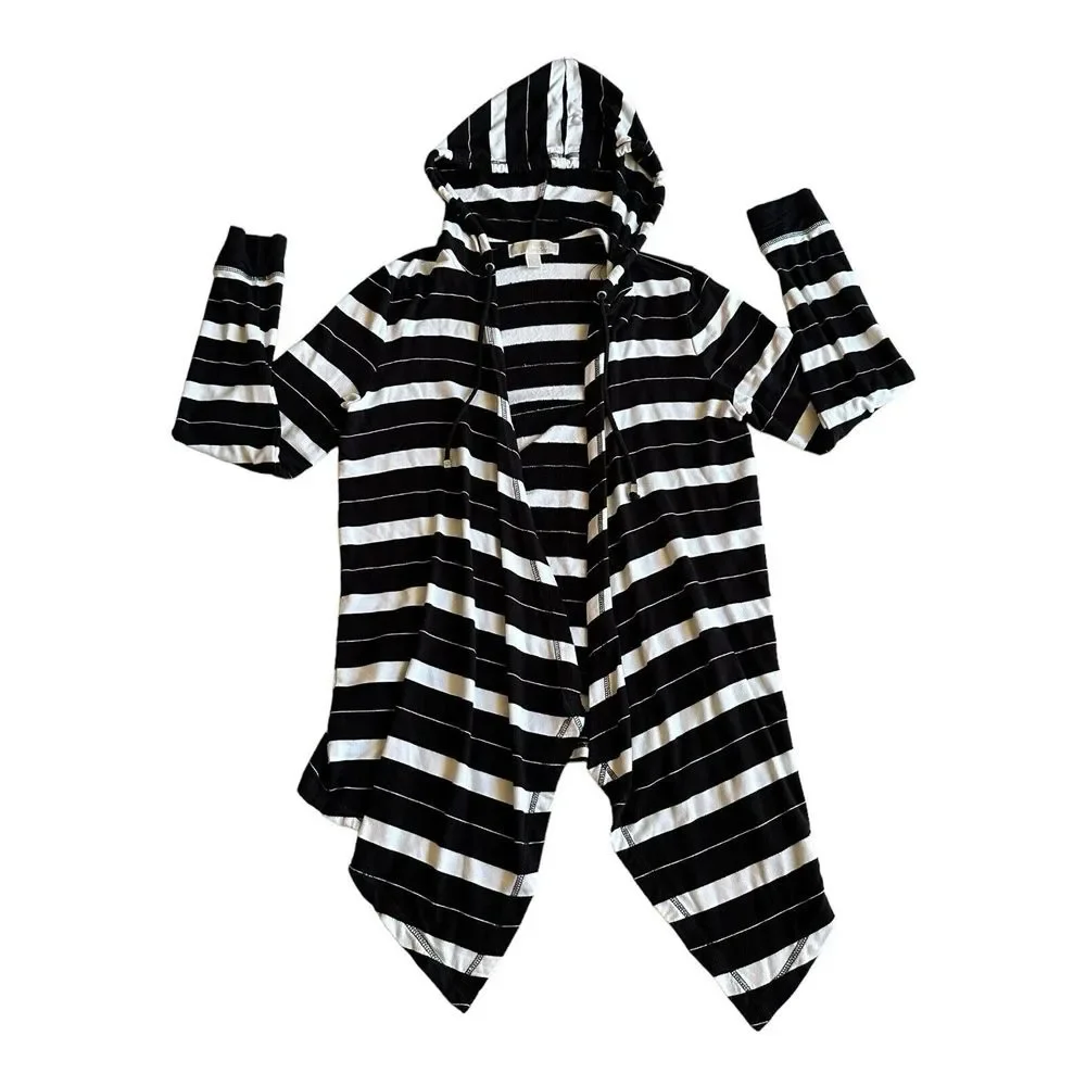 Michael Kors Womens‎ long sleeve hood cardigan black white Small viscose stretch